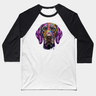 German Shorthaired Pointer Kurzhaar Colorful Face Print Art Baseball T-Shirt